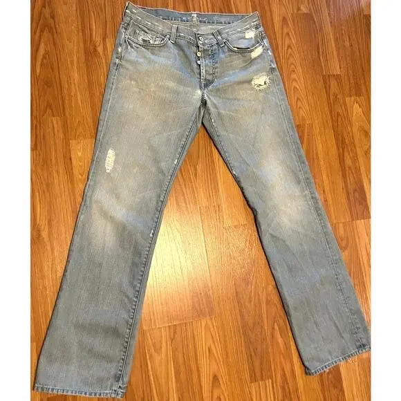 7 For All Mankind Women's Blue Jeans - Size 32 - Picture 3 of 5